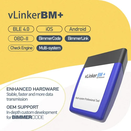 Vista 3 de Vgate vLinker BM Plus Bluetooth BLE OBD2 escáner para BMW/Mini, funciona con iPhone y Android, desbloquea funciones ocultas del coche en BimmerCode