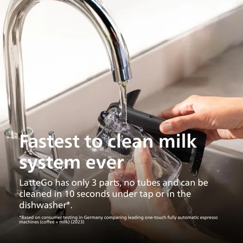Vista 6 de Philips Máquina de café espresso totalmente automática serie 2300 con sistema de leche LatteGo y molinillo integrado, 4 preajustes de café y agua