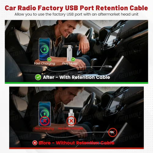 Vista 3 de RED WOLF Arnés de cableado de retención de puerto USB de fábrica para radio de coche Compatible con 2011-2022 Subaru WRX Impreza Forester Outback