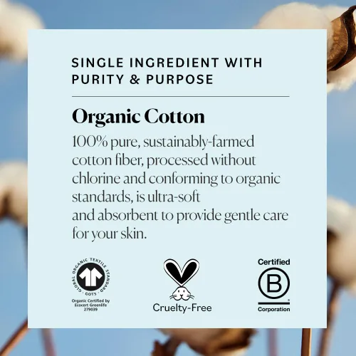 Vista 5 de Sky Organics Bolas de algodón jumbo para piel sensible, 100% algodón orgánico puro cultivado de forma sostenible, sin cloro, hipoalergénicas