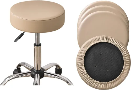 Vista 34 de HAOYONG Juego de 4 fundas redondas para taburetes de bar, impermeables, de poliuretano, fundas elásticas para taburetes de bar, fundas para sillas