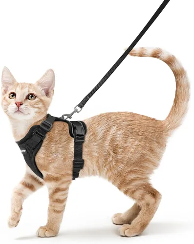 Vista 22 de rabbitgoo Arnés y correa para gatos para caminar, chaleco suave ajustable a prueba de escape para gatos, chaqueta de control fácil transpirable