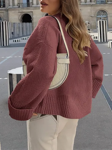 Vista 8 de ANRABESS Suéter de manga larga con cuello redondo para mujer, de gran tamaño, de punto mullido, informal, grueso, cálido, para otoño 2024, trajes