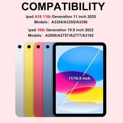 Vista 2 de BQSS Funda para iPad (A16) de 11ª y 10ª Generación con Teclado, Activación/Suspensión Automática, Funda con Teclado Bluetooth Inalámbrico