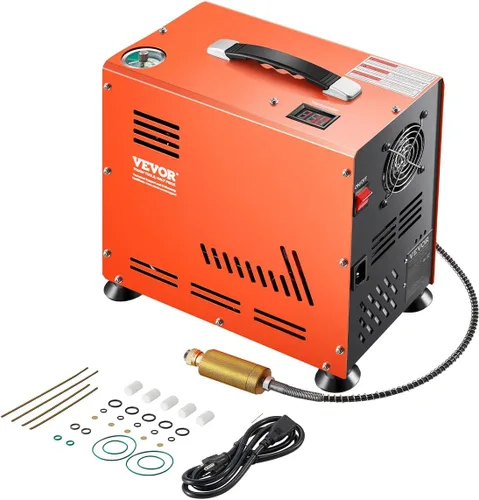 Vista 10 de VEVOR Compresor de Aire PCP 12V DC, Compresor PCP 4500 Psi, Compresor de Aire PCP Portátil para Paintball 30MPa, Bomba de Rifle 110V AC, Bomba