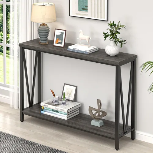 Vista 3 de FOLUBAN Mesa consola para entrada, moderna mesa de sofá detrás del sofá, mesa de entrada estrecha para pasillo, sala de estar