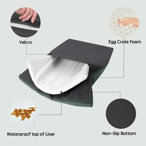 Vista 7 de BALANCE Cama para Jaula de Perro, Colchón Ortopédico para Perro con Forro Impermeable, Tapete Lavable de Espuma para Jaula para Razas de Perros Hoja