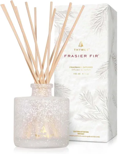 Vista 12 de Set de difusor de varillas de abeto Frasier de Thymes – Incluye varillas, aceite de fragancia y botella de vidrio esmerilado – Difusor de aceite