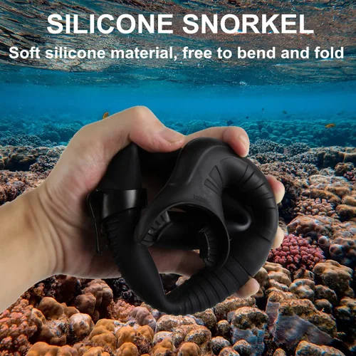 Vista 3 de Snorkel de silicona para buceo, buceo, pesca y hockey submarino o snorkel Naranja