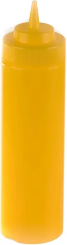 Vista 3 de Paquete de 8 botellas de plástico amarillo de 24 onzas para condimentos, salsas, aderezos, artes y manualidades, salsa de tomate, mostaza, aceite