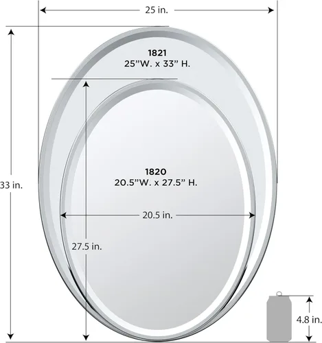 Vista 4 de Gatco 1821 - Espejo ovalado con marco empotrado, cromado, 33 pulgadas de alto x 25 pulgadas de ancho
