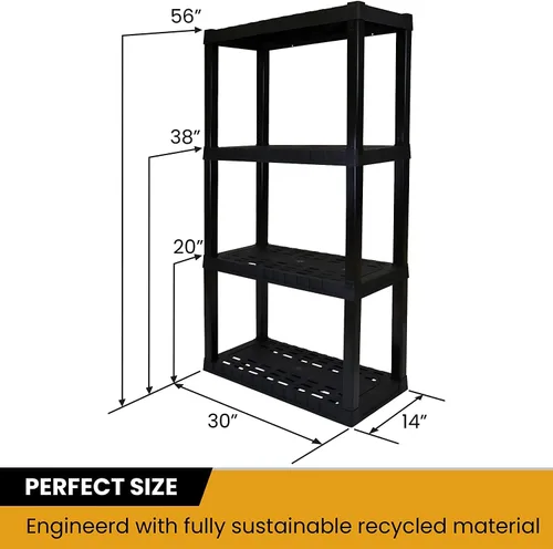 Vista 5 de Oskar Estante de almacenamiento de 4 niveles unidad de estantería resistente 400 libras 14 x 30 x 57 pulgadas organizador multiusos para garaje