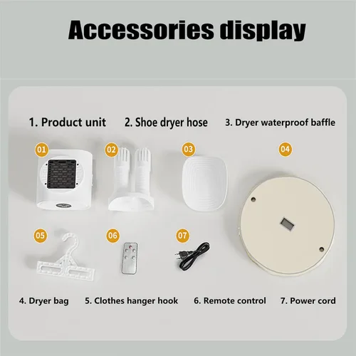 Vista 6 de Máquina plegable de ropa automática multifuncional 3 en 1, secadora de zapatos, mini calentador de ropa secadora de zapatos calentador