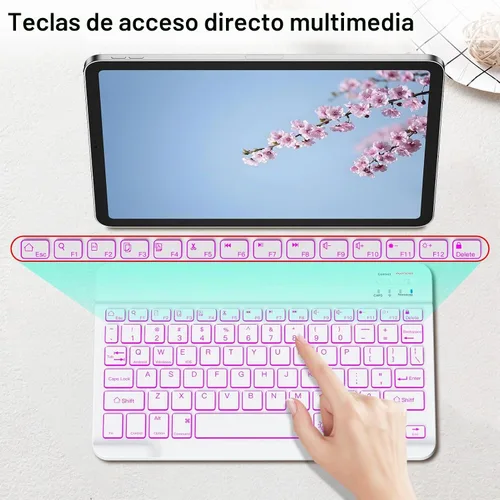 Vista 7 de Teclado Bluetooth inalámbrico para Samsung Galaxy A11+A9+ S10 FE S9 S6 Lite Portátil ultradelgado, recargable tipo C, compatible con Tab S9+ S9