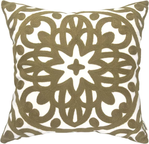 Vista 53 de Alysheer Funda de almohada decorativa bordada de 18 x 18 pulgadas, acogedora y fresca funda de cojín bohemia con diseño de mandala chic de punto