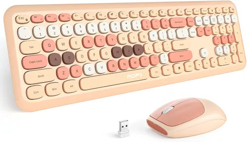 Vista 36 de MOFII Combo de teclado inalámbrico y mouse silencioso, delgado y compacto USB de 2.4 G, tamaño completo, lindo teclado de 110 teclas para PC