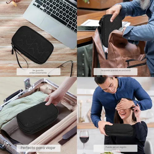 Vista 7 de FYY Organizador para accesorios electrónicos, para viajes, para cables, celular y cargadores, estuche portátil, impermeable, doble capa, bolsa