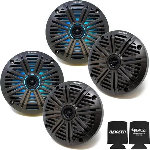 Vista 8 de KICKER Paquete de altavoces coaxiales de 4 ohmios marinos de repuesto OEM negro de 6.5 pulgadas - 4 altavoces