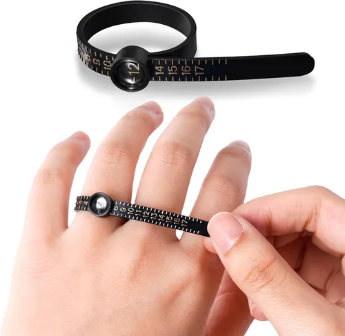 Vista 5 de Meowoo Juego de herramientas de medición de tamaño de anillo, medidores de anillo con mandril medidor de tamaño de dedos, herramientas de medición
