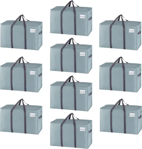 Vista 37 de VENO - Paquete de mudanzas, cajas de almacenamiento para embalaje universitario con tapas alternativas, para dormitorio, extragrande, asas Verde