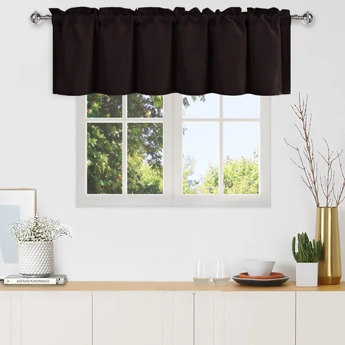 Vista 45 de DWCN Cenefa para ventanas, cenefa de cortina de cocina, cenefa corta sólida, con bolsillo para barra, cortinas para ventana de baño/sótano, 1 panel