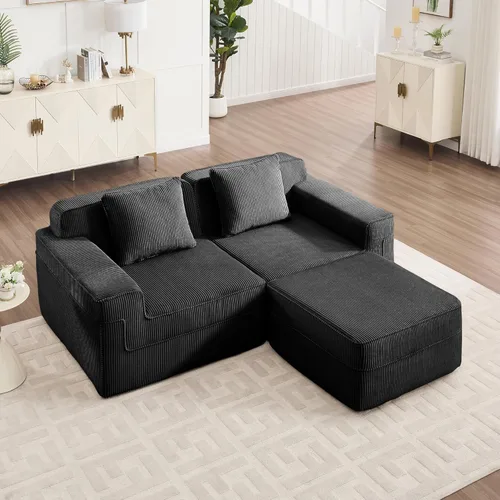 Vista 13 de Modular 3 Seat Boneless Sofa, Cloud Sectional Couch with Deep Seat, Modern Modular 3-Seat Sofa Couch with Throw Pillows, Sectional Sofa for Living
