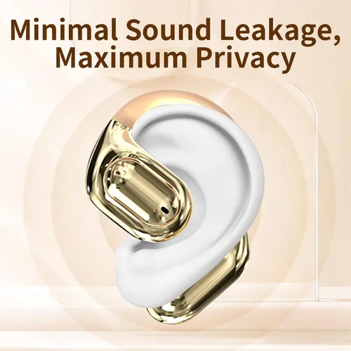 Vista 5 de Open Ear Headphones, True Wireless Bluetooth Earphones with Mic, Ultra-Comfort Sport Headset with LED Display, Powerful Sound, IPX4 Waterproof, Beige