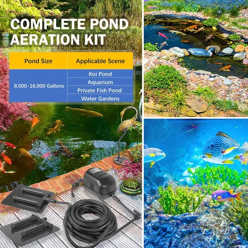 Vista 5 de Kit completo de aireación de estanque CrystalClear KoiAir 2 para jardines acuáticos y estanques Koi de 8,000 a 16,000 galones, kit de bomba de aire