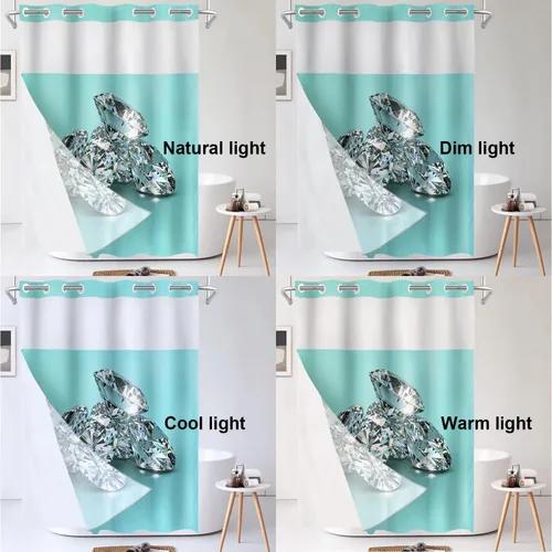 Vista 474 de Shrahala Father and Child Embracing No Hooks Shower Curtain with Snap in Liner Set, Tender Moment Captured Bathroom Décor Polyester Fiber Waterproof