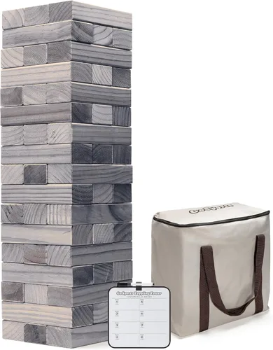 Vista 8 de GoSports Juego Gigante de Apilamiento de Madera para Exteriores – Torre de Derribo Grande con Estuche