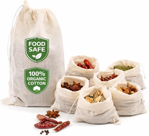 Bolsas de especias de algodón orgánico con cordón – 30 bolsas de té de muselina reutilizables para cocinar, sopa, hierbas y té de hojas sueltas de LITO LINEN AND TOWEL