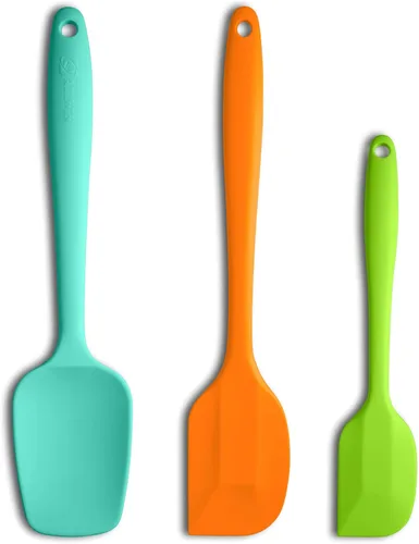 Vista 9 de Juego de espátulas de silicona de 3 piezas, mango ergonómico, espátulas de alta resistencia al calor, espátulas de goma antiadherentes con núcleo