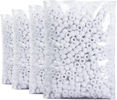 Praisebank 4000 piezas cuentas de plástico de barril blanco tipo pony para hacer joyas, manualidades, trenzas de cabello