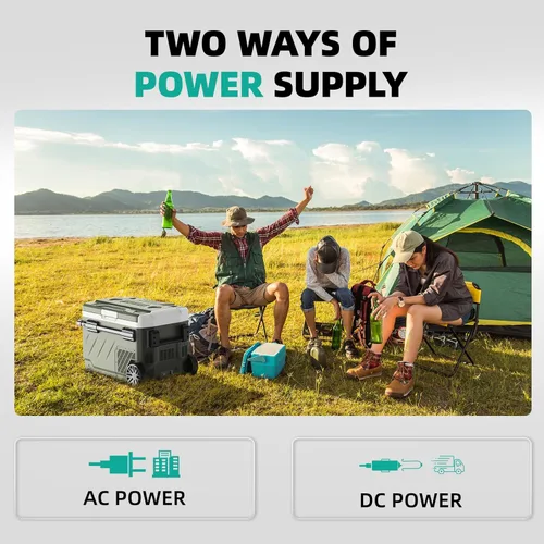 Vista 5 de Alpicool Refrigerador portátil para automóvil, refrigerador de 12 voltios con rueda, refrigerador de automóvil de 42 cuartos de galón, control