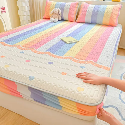 Vista 22 de FCLDESHOP Comfort Hotel - Sábana bajera ajustable de bolsillo profundo, juego de sábanas bajeras y fundas de almohada de seda de hielo de látex