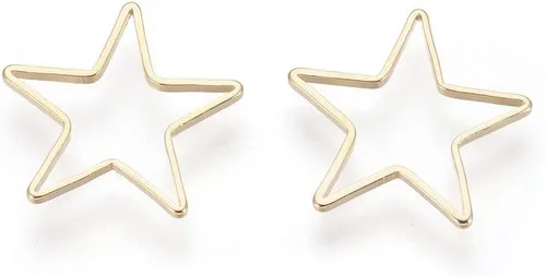 Vista 3 de FASHEWELRY 35 anillos de acero inoxidable con eslabones de corazón, 4 tamaños, diseño de corazón dorado, bisel abierto, conectores para colgar