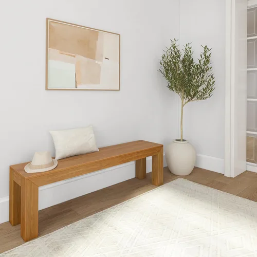 Vista 6 de Plank+Beam Banco de comedor de 60 pulgadas para comedor, banco para mesa de 72 pulgadas, asiento de comedor, banco de madera al aire libre, banco