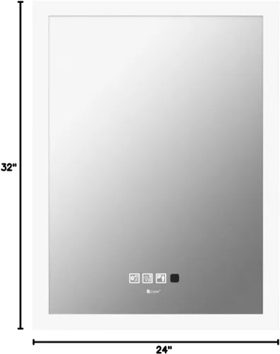 Vista 8 de Espejo de baño LED de 24 x 32 pulgadas con altavoz Bluetooth, interruptor de inducción, espejo de tocador inteligente montado en la pared, IP44