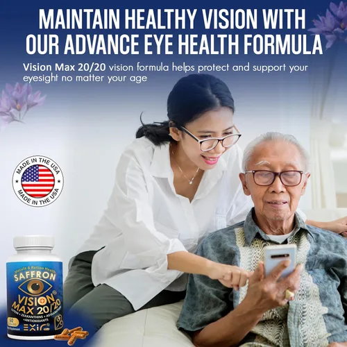 Vista 4 de Suplemento ocular Astaxantina, azafrán, luteína, zeaxantina Apoya la salud general de los ojos, 60 cápsulas