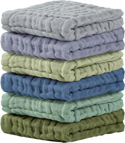 Vista 8 de Cuddle Campus Toallitas para Bebé 6 Paquetes, Toallitas de Muselina para Bebé, Paños de Algodón para Eructos, Toallitas Extra Absorbentes y Suaves