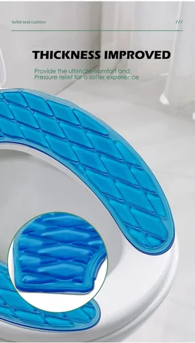 Vista 4 de tapa para asiento del retrete, portable y lavable, almohadilla de gel para retrete, universal, con diseño autoadhesivo (color azul)