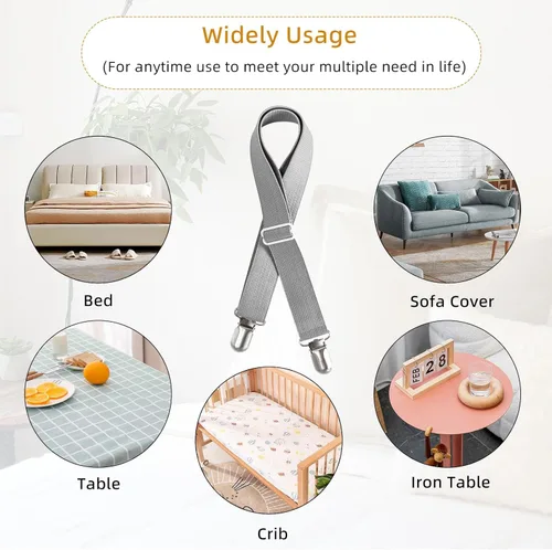 Vista 4 de 8 clips de correas ajustables para sábanas, soporte elástico para sujetar sábana de colchón y tirantes, agarradores para sujetar sábanas, colchones