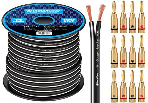 Vista 8 de InstallGear Cable de altavoz de calibre 14 de 30 pies, cable de altavoz de audio de automóvil de aluminio revestido de cobre para sistemas estéreo