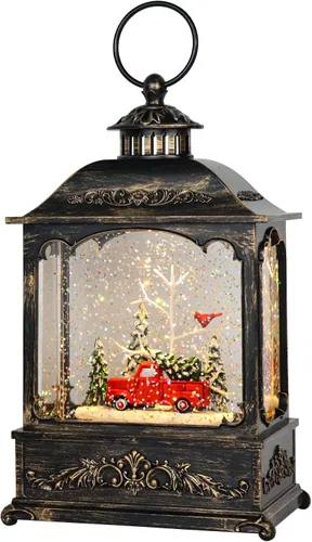 Vista 7 de GenSwin Globos de nieve de Navidad con música, cable recargable USB y temporizador, decoración de faroles de Navidad para interiores, 1 caja