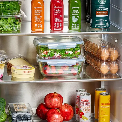 Vista 6 de Juego de 4 recipientes de almacenamiento de alimentos de vidrio grandes de 8 tazas / 64 onzas con tapas, recipiente hermético para preparación