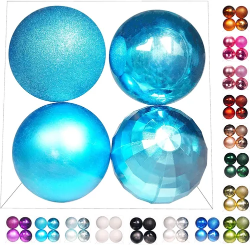 Vista 41 de Emopeak 24 bolas decorativas para árbol de Navidad, 4 estilos inastillables, decoración de árbol de Navidad, esferas colgantes para decoración