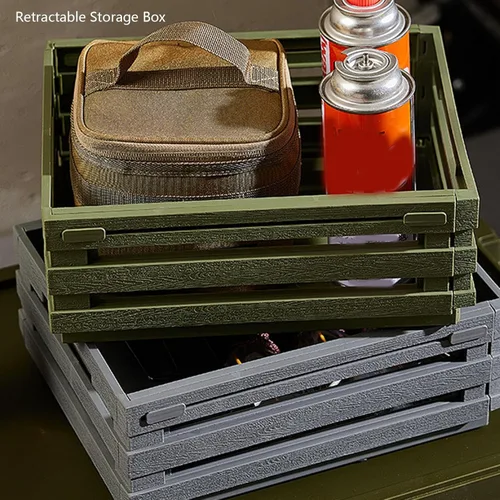 Vista 6 de Yinhing Retractable Storage Box Bin Organizer Expandable 30.5-51.5cm PP Material for Bedroom Office Camping Car Trunk Organization (Grey)