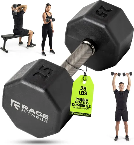 Vista 14 de Mancuernas con Revestimiento de Goma - Diseño Antirrodante, Mango de Acero Moleteado de Fácil Agarre, Juego de Mancuernas con Pesas