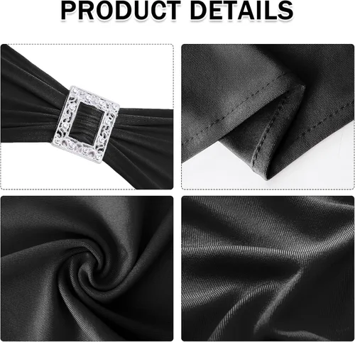 Vista 3 de Joccun 30 PCS Bandas de Spandex para Sillas con Lazos, Banda Elástica de Cubierta de Silla con Hebilla Deslizante, Lazos Elásticos Universales