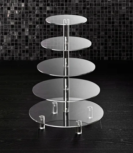 Vista 10 de Soporte para cupcakes de 4 niveles, torre redonda de acrílico para cupcakes, soporte para tartas de varios niveles, soporte transparente grande